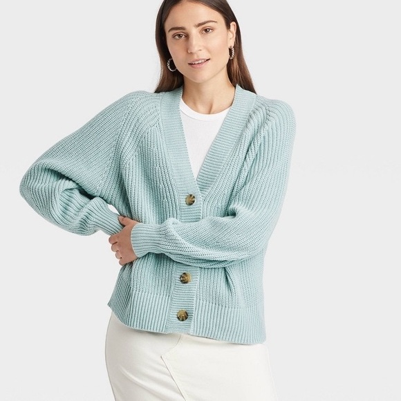 a new day Sweaters - A New Day Blue button front cardigan sweater